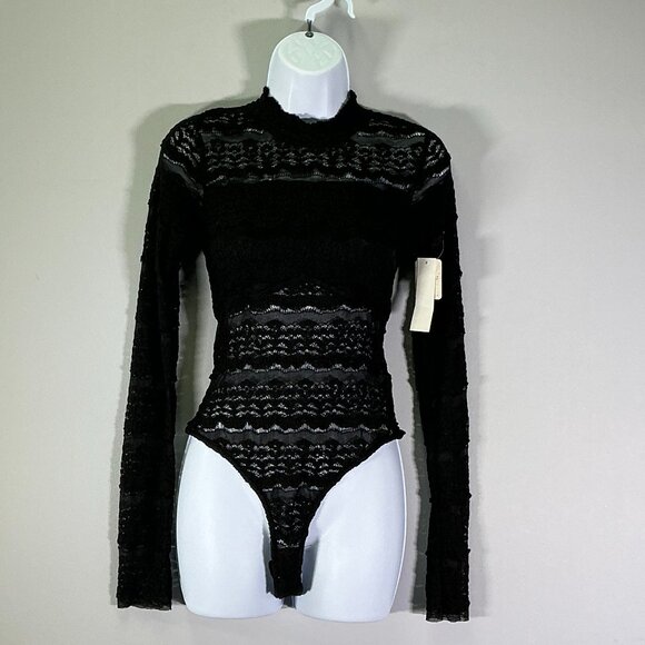 Free People Angelina Women's Size L Black Bodysuit NWT - Picture 1 of 4
